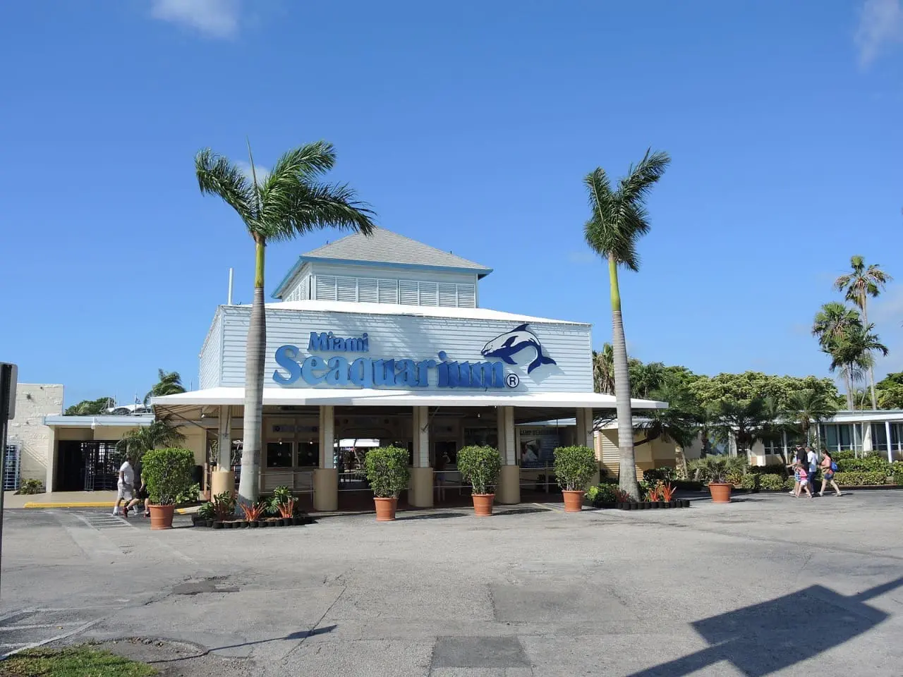 Seaquarium in Miami, Florida, main entrance view.