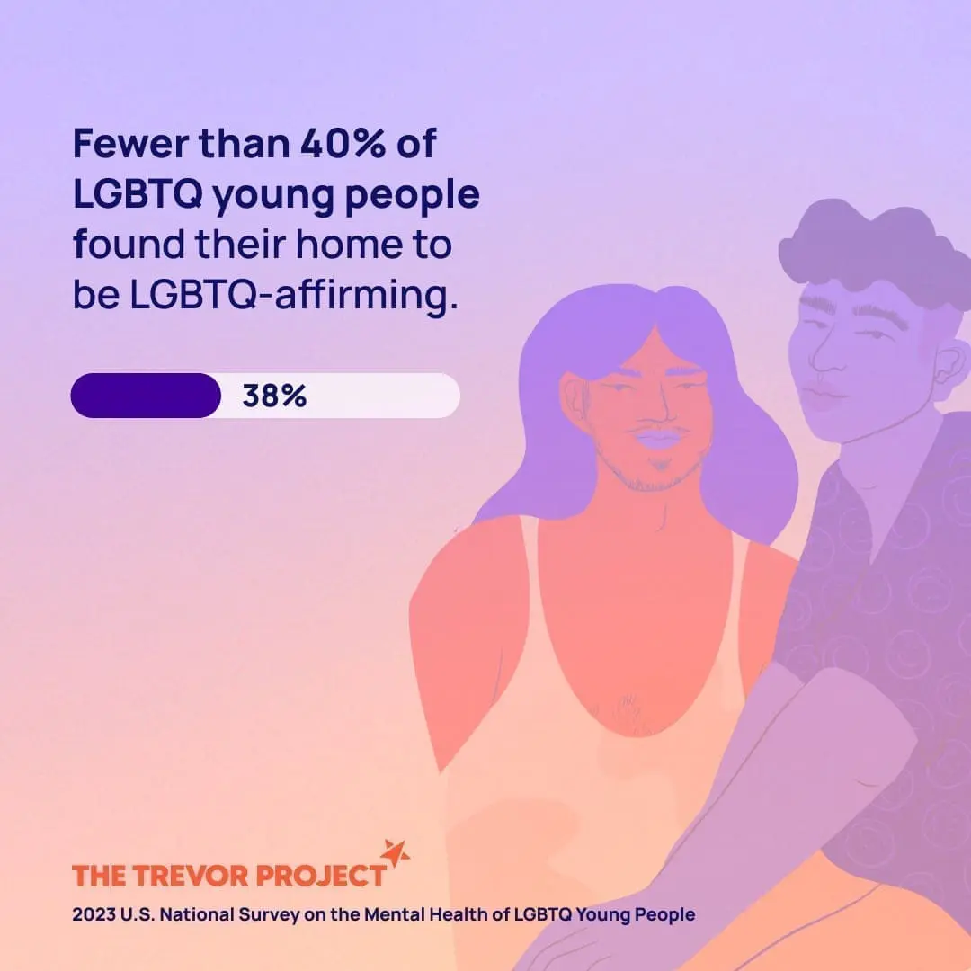 Graphic showing the number of LGBTQ youth that found their home to be gender-affirming