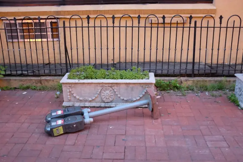 Parking meters that have fallen over in DC