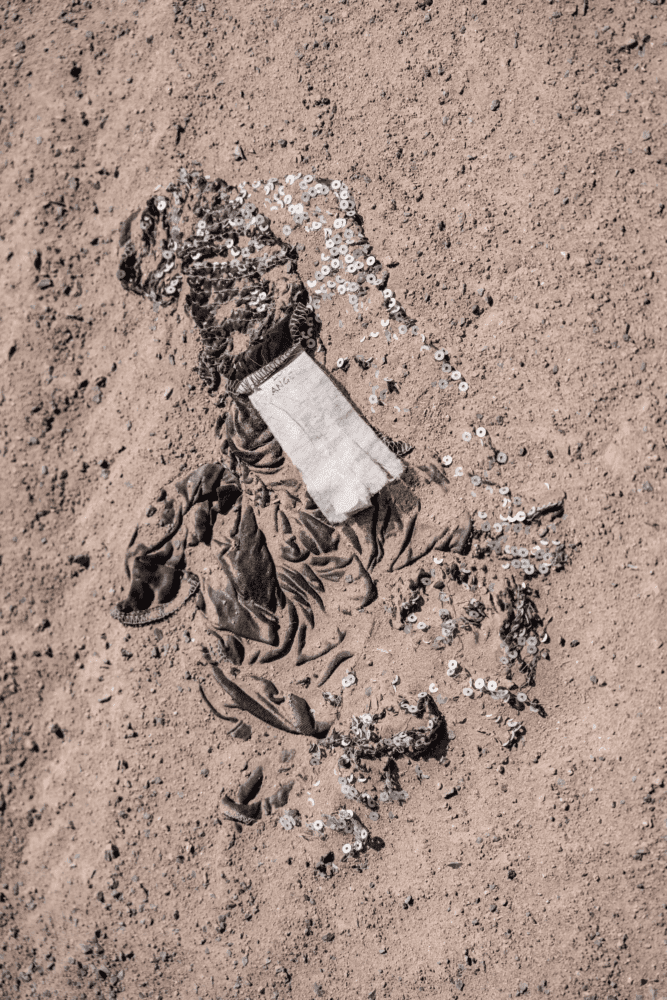 Clothing buried under sand in Chile desert