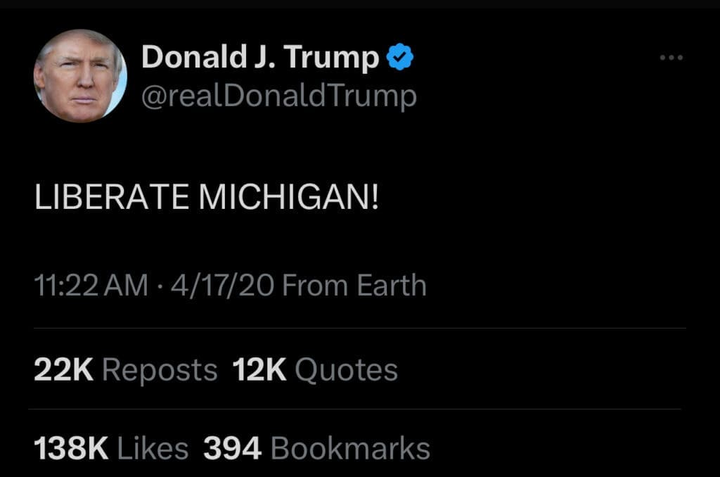 Michigan tweet by Donald trump