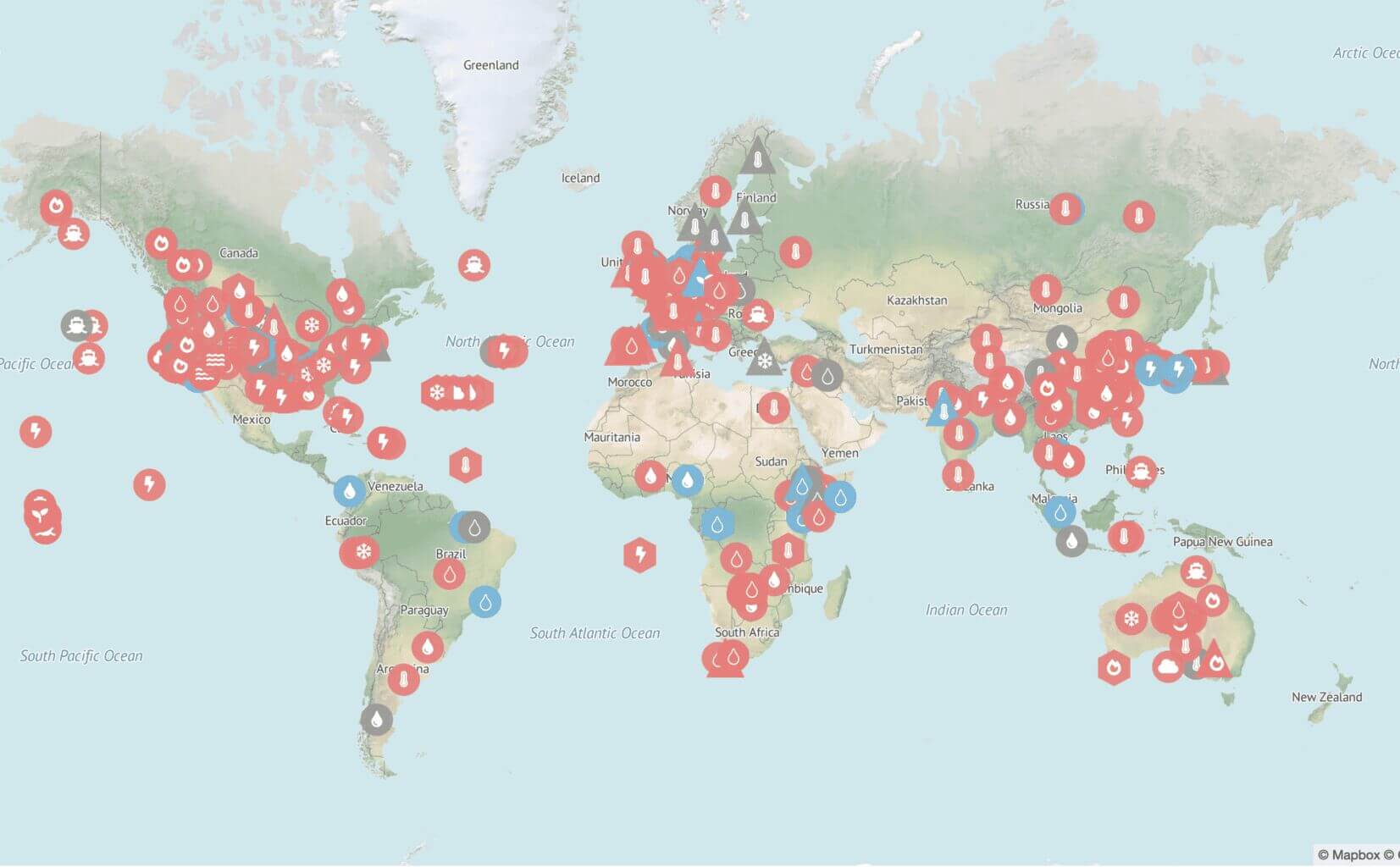Map of climate change effects all over the world
