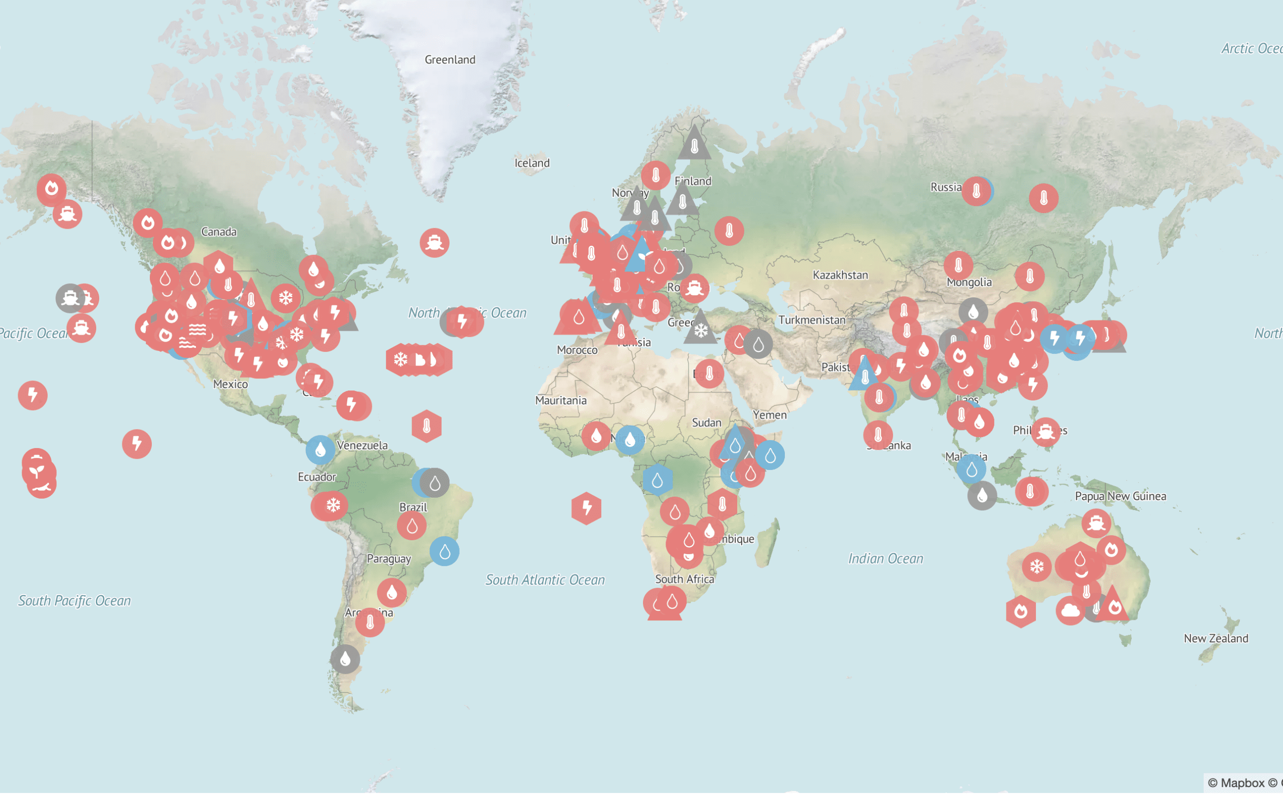 Map of climate change effects all over the world