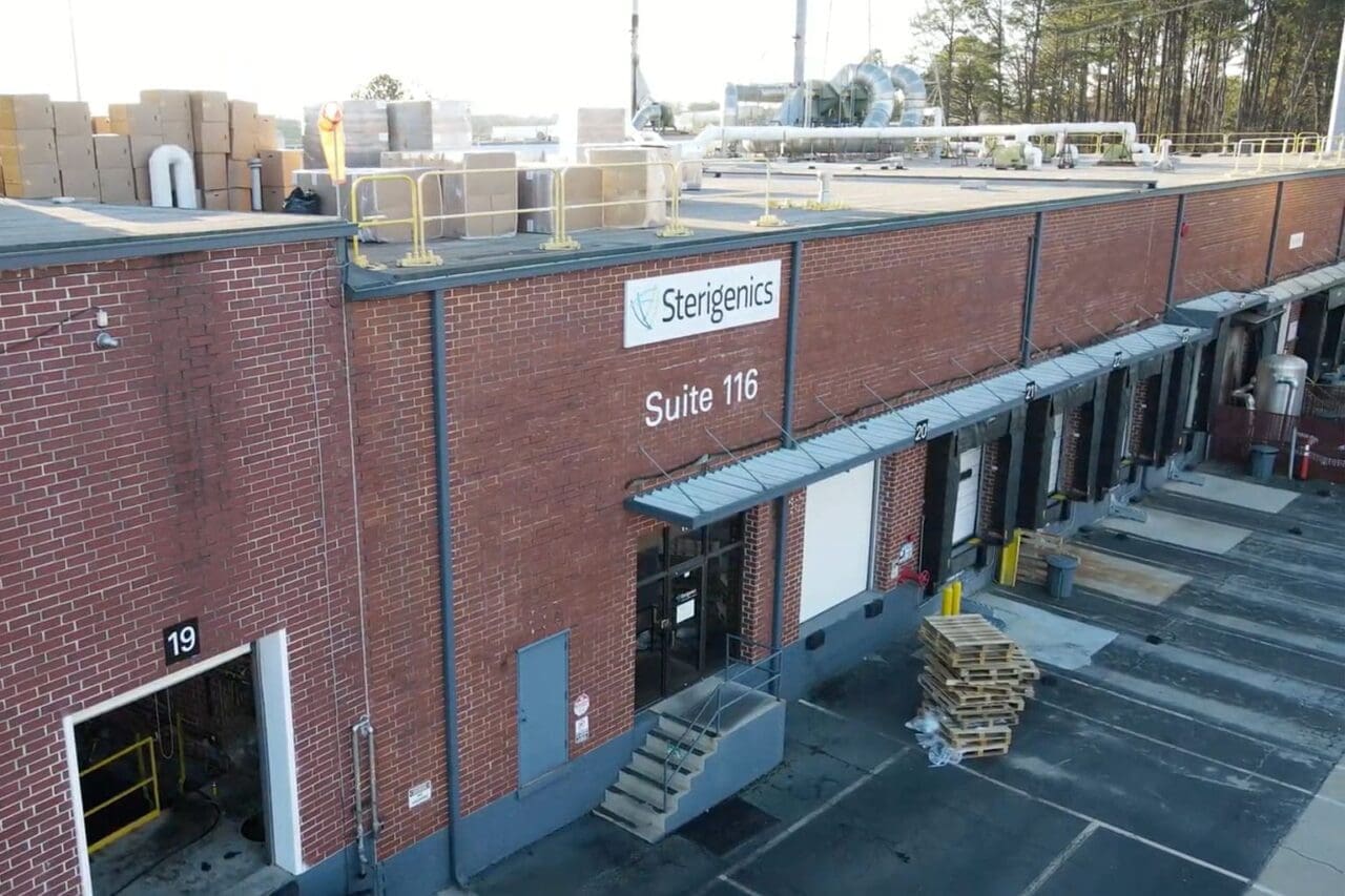 Side of a warehouse with truck bay doors