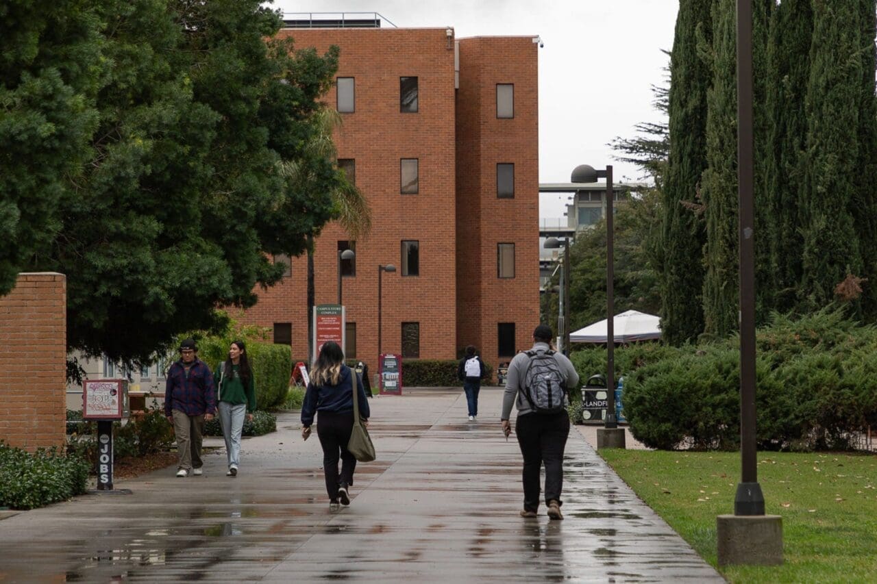 Students walking outside a California university 