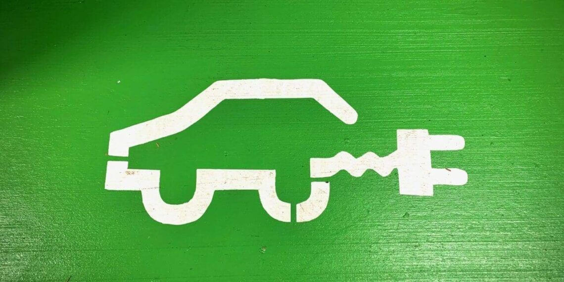 Electric car drawing painted on a wall