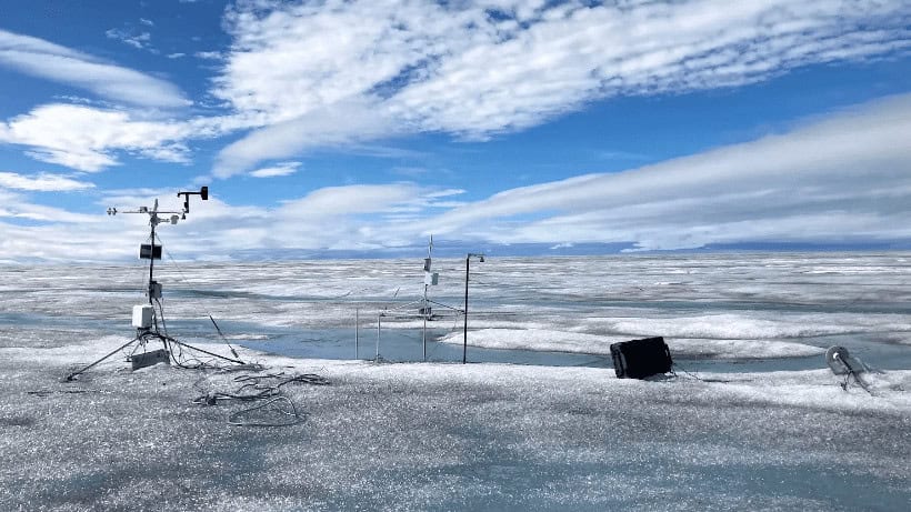 A camera set up in a vast, empty space in the arctic