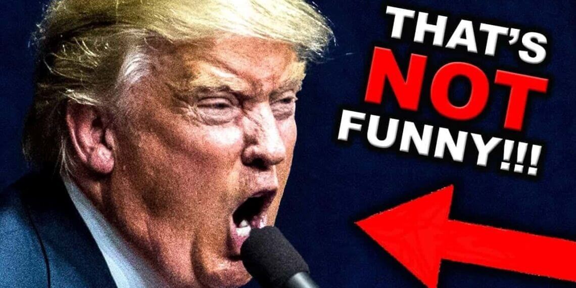 Trump angrily yelling into a microphone
