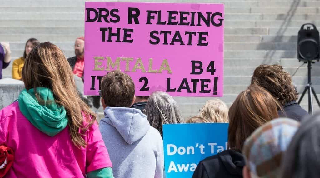 At a planned parenthood great northwest rally on sunday, april 21, idahoans advocated for the u. S. Supreme court to rule that federal law protects access to abortion procedures in emergency situations, even in states like idaho with strict abortion bans.