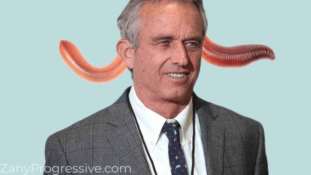 Rfk jr with a worm through his head