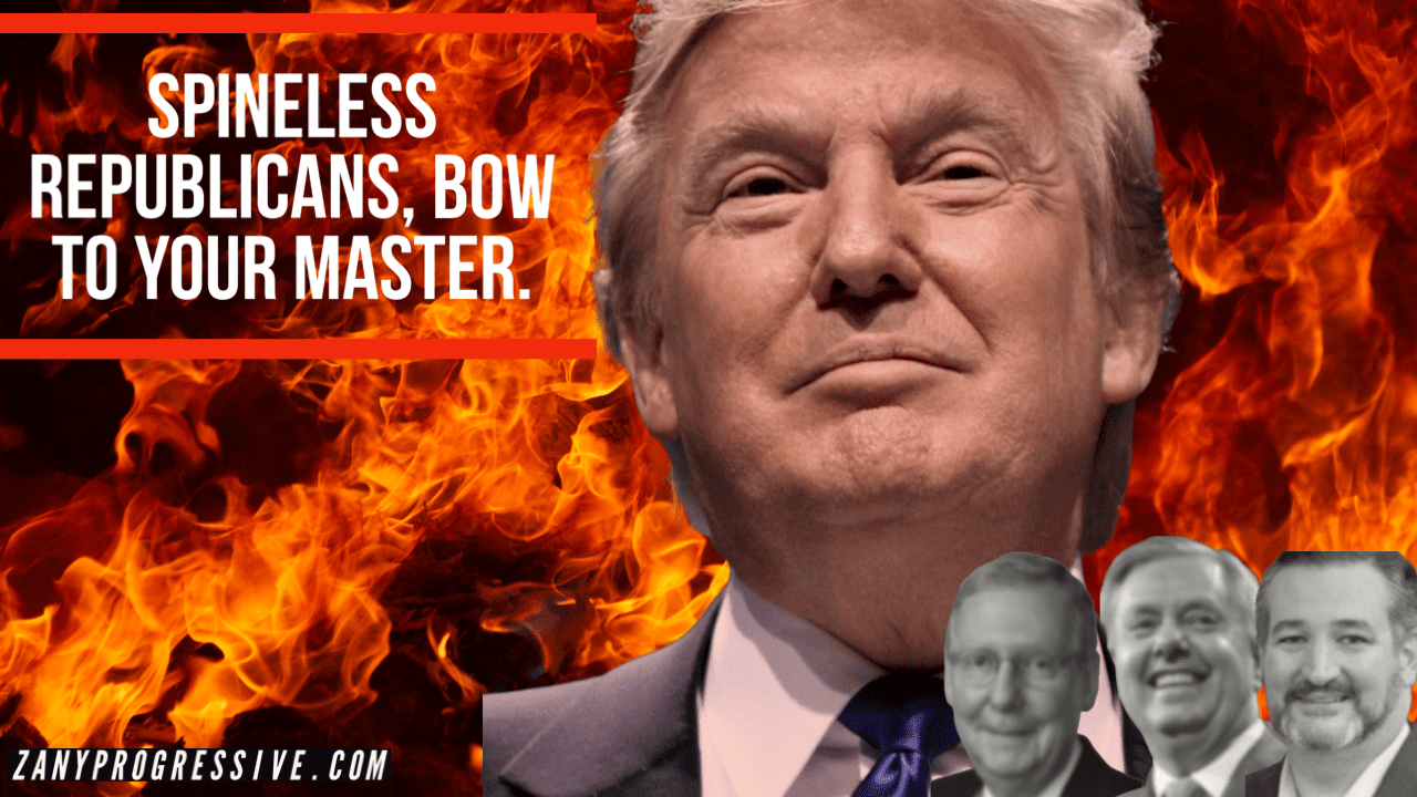 Congress least productive in decades. Trump killed the border bill. Republicans, Donald Trump, Ted Cruz, Lindsey Graham, and Mitch McConnell with a fire background.