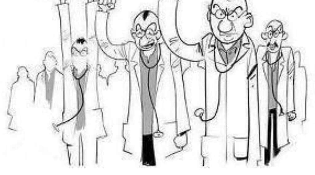 A cartoon depicting a doctors strike