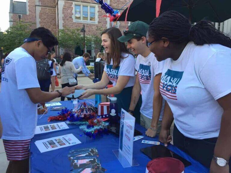 A voter registration drive in washington