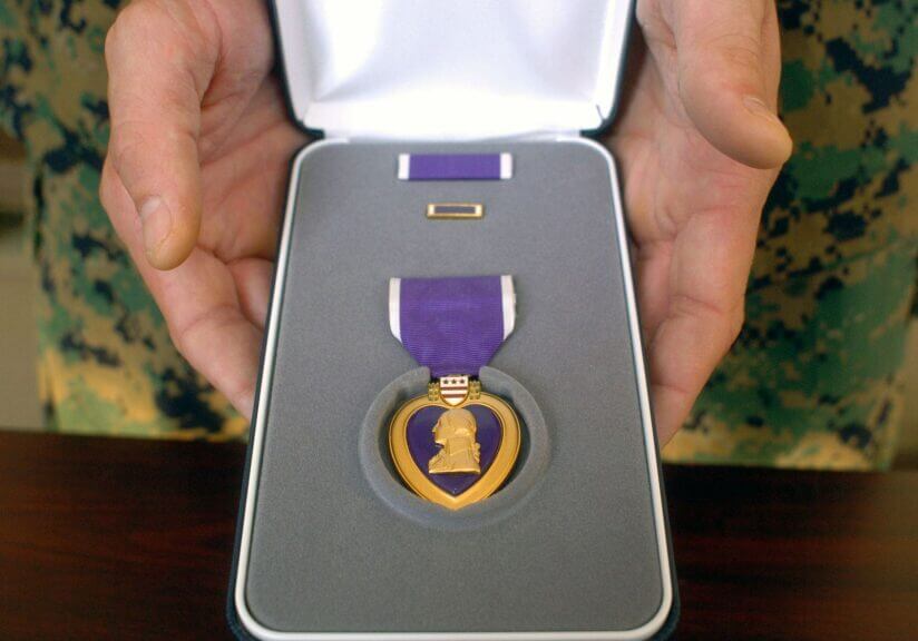Purple heart award in the box