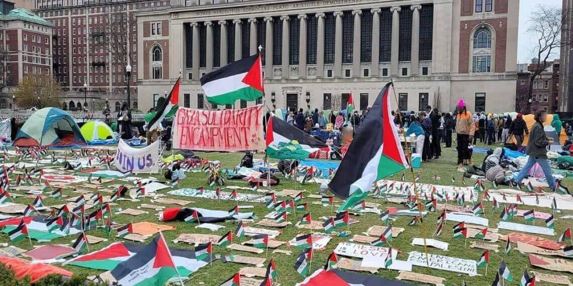 Columbia university campus protest against the war in gaza