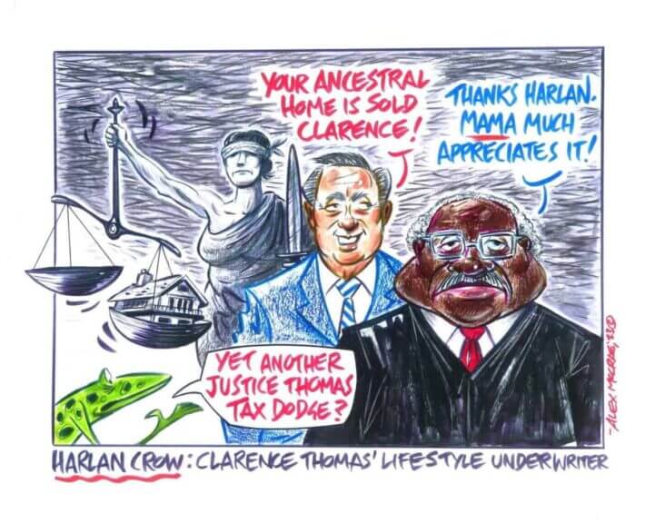 Cartoon of harlan crow and clarence thomas