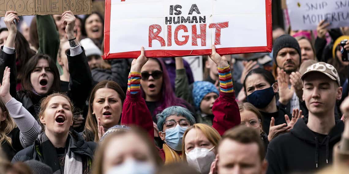 Protest outside the supreme court following the overturning of roe v wade