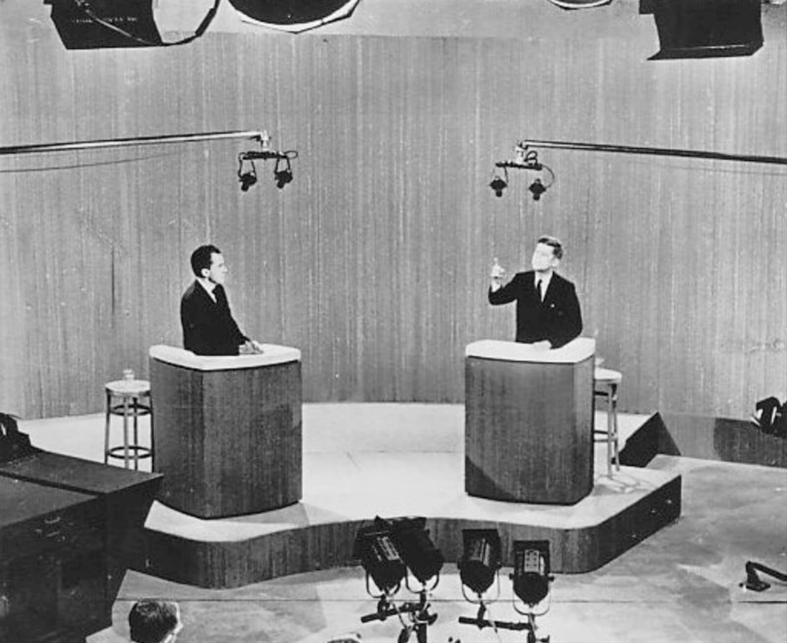 Photo of the JFK Nixon debate held in New York on October 21, 1960. This was held at ABC in New York and was the last of the four debates.