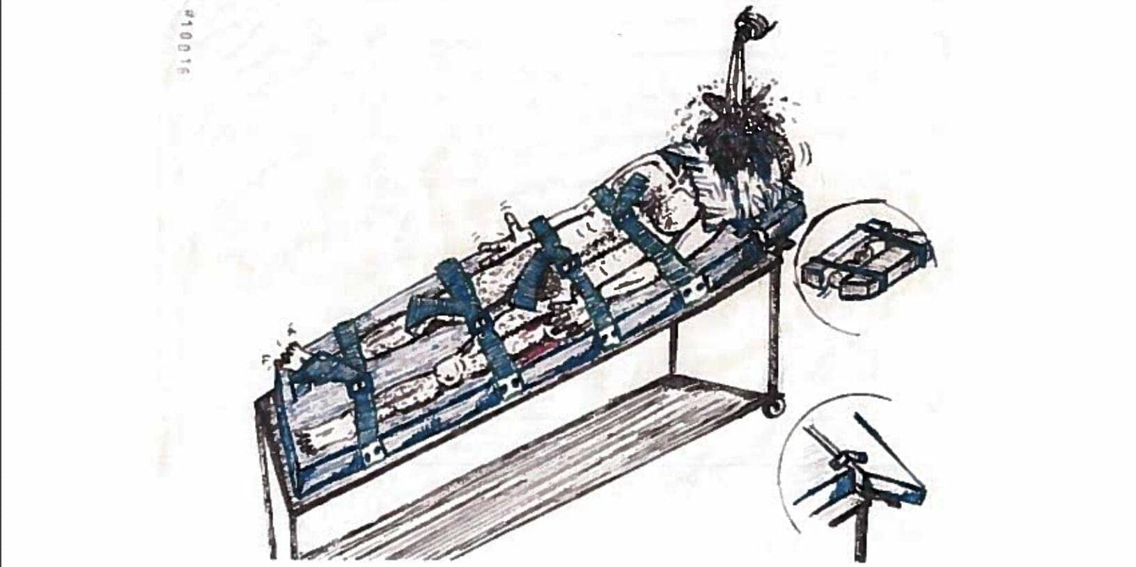 A sketch by abu zubaydah depicts the waterboarding he endured in cia custody.