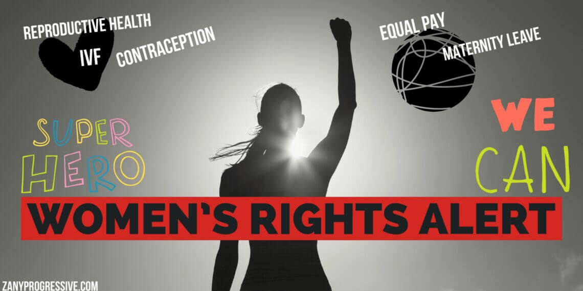 Women’s rights alert graphic for news affecting women.
