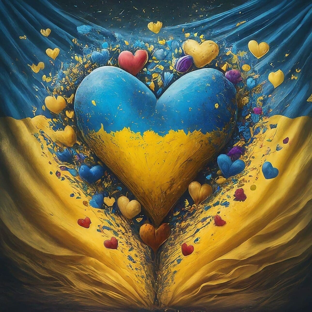 Ukraine war: Ukrainian flag colors in a heart wrapped in their flav