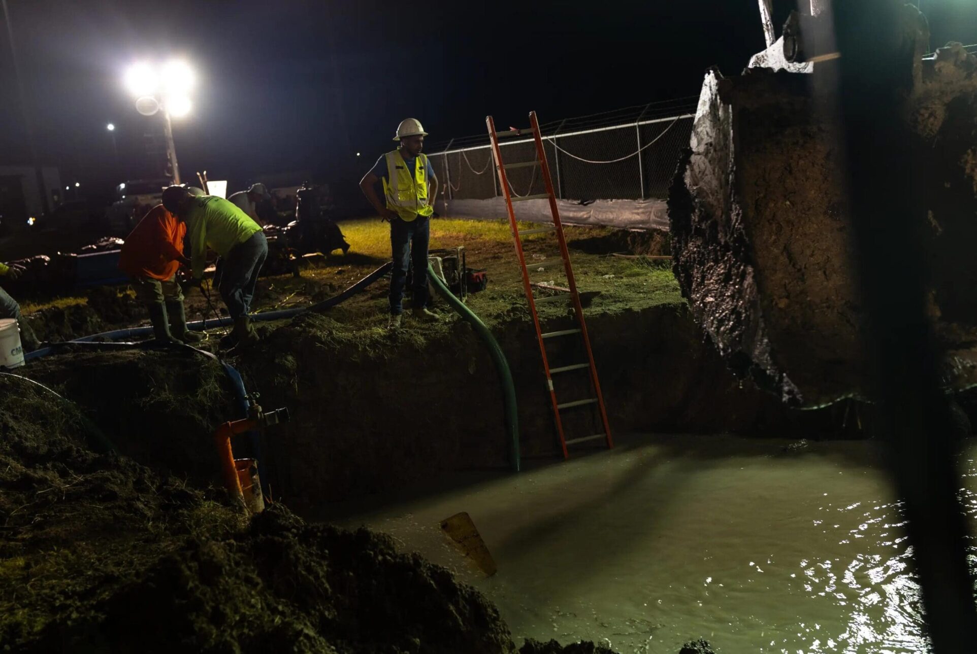 Flooding at an excavation site in Texas