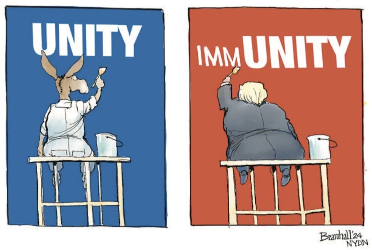 Political cartoon about Donald Trump having immunity