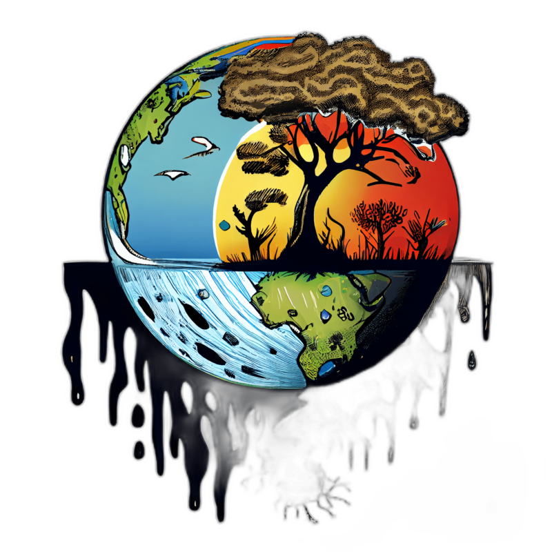 Mission statement image Illustration of the planet showing effects of climate change