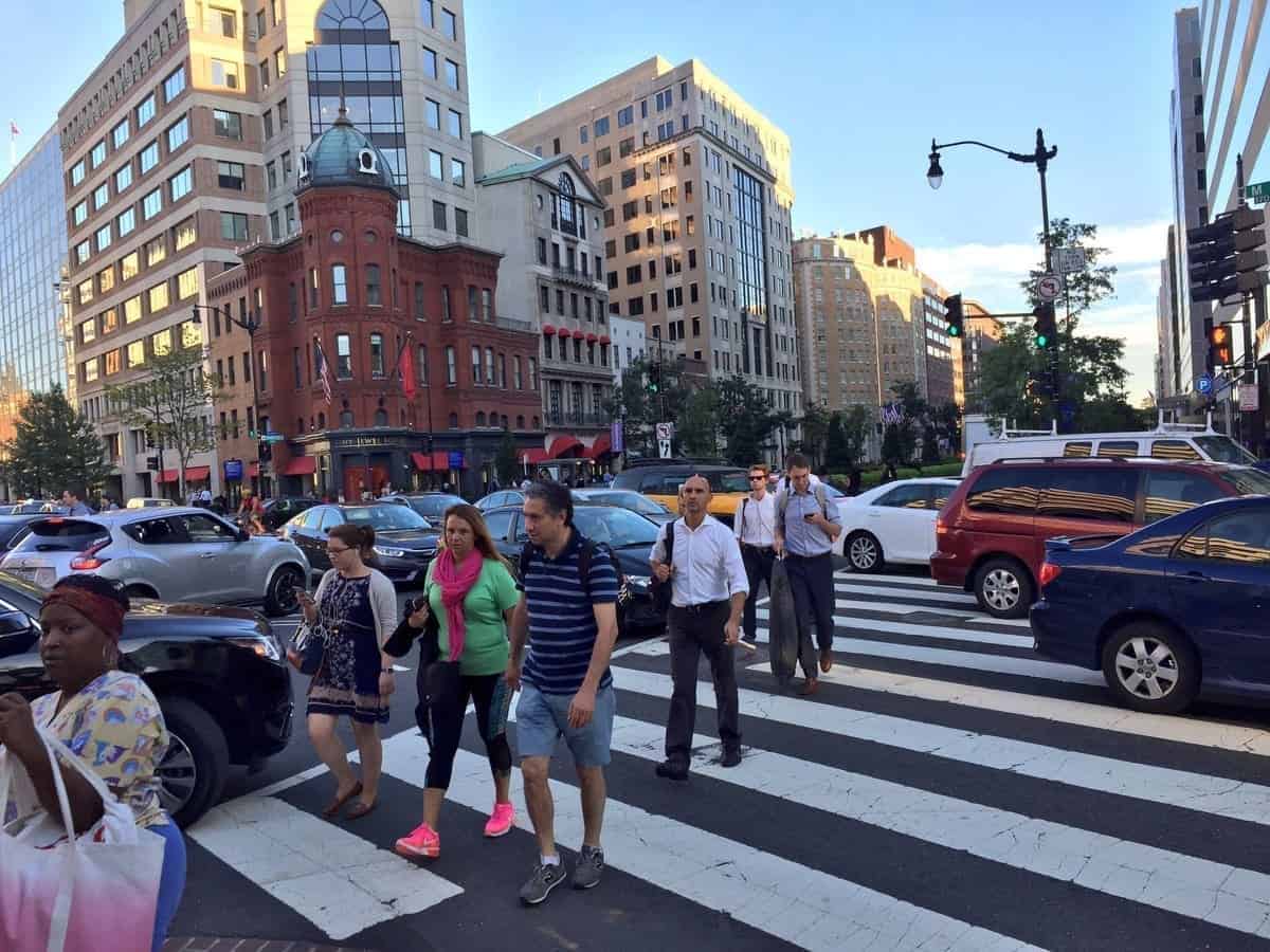 Busy intersection in washington dc