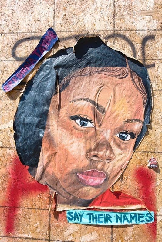 Breonna taylor artwork at the george floyd memorial