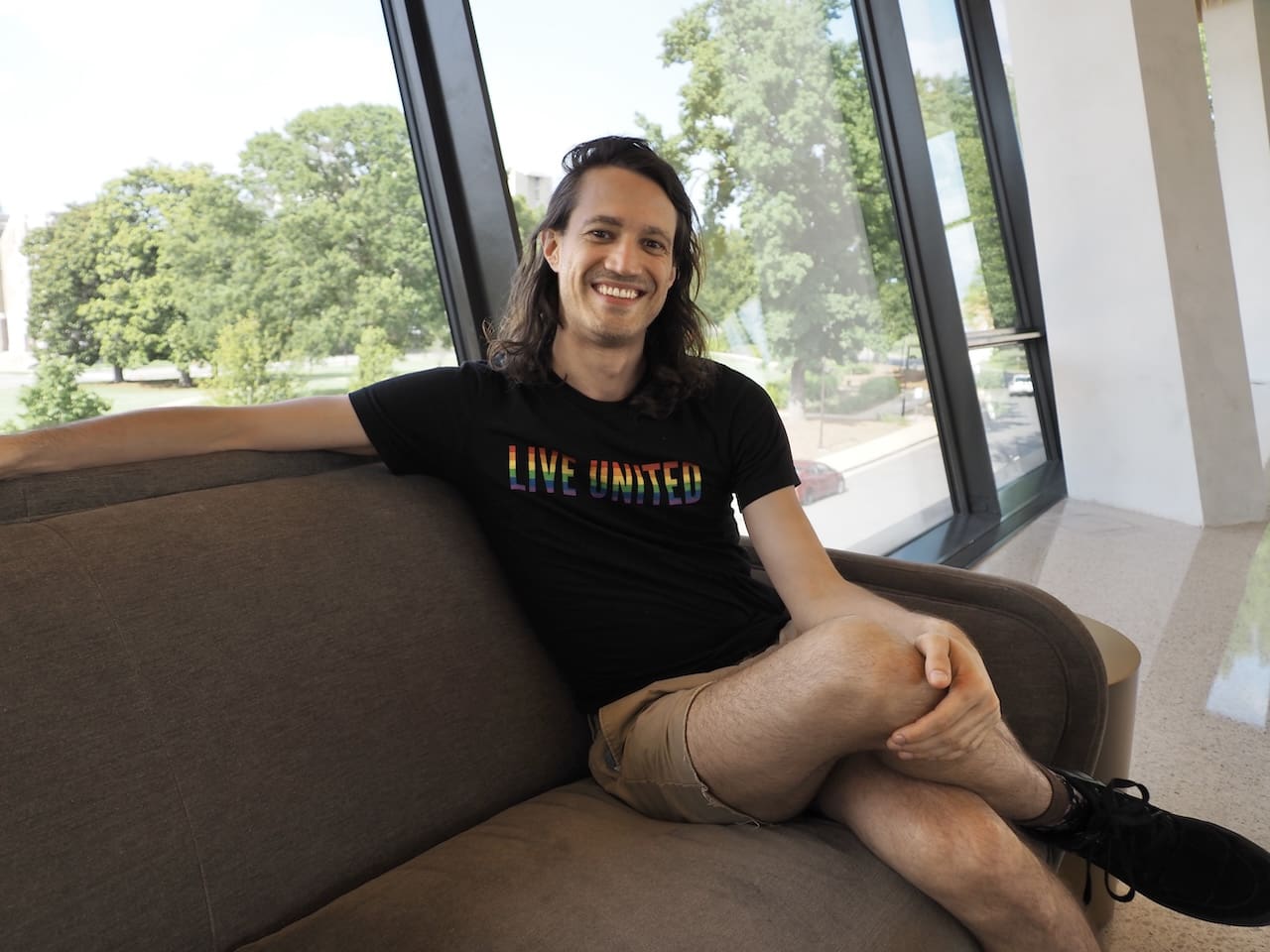 LGBTQ+ Arkansans and allies like Blake Tierney, 32, is challenging a long-time member of the Little Rock Board of Directors this November. He is pictured here at the Arkansas Museum of Fine Arts on July 2, 2024.