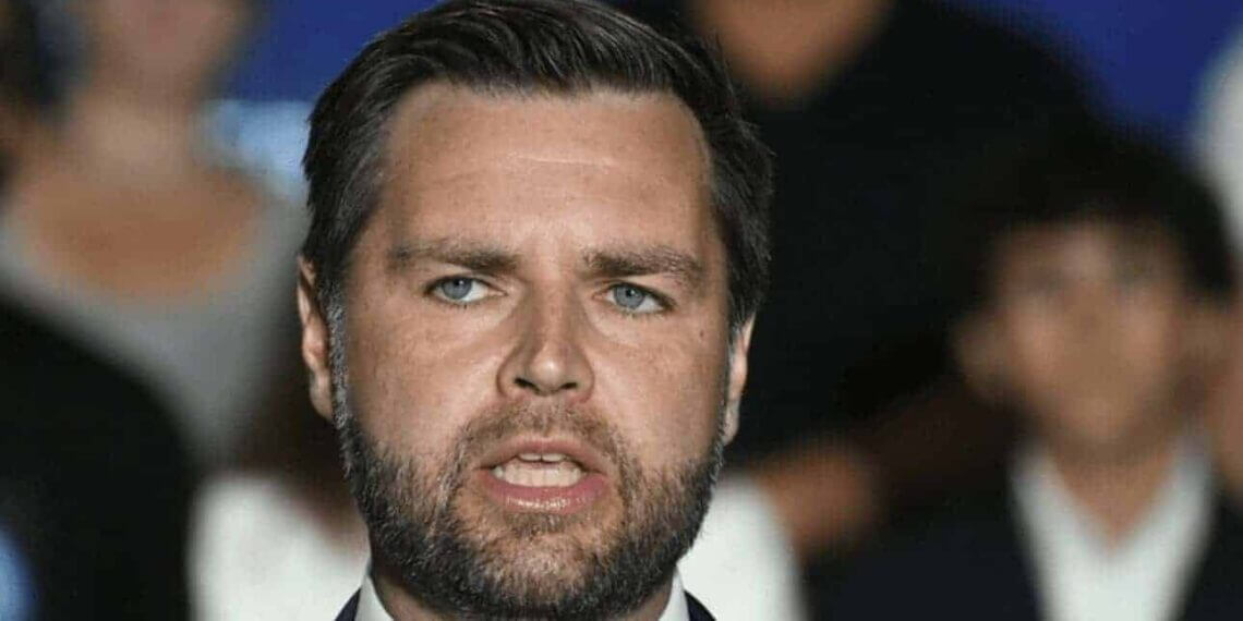 Jd vance close-up of his face looking sweaty and exasperated.