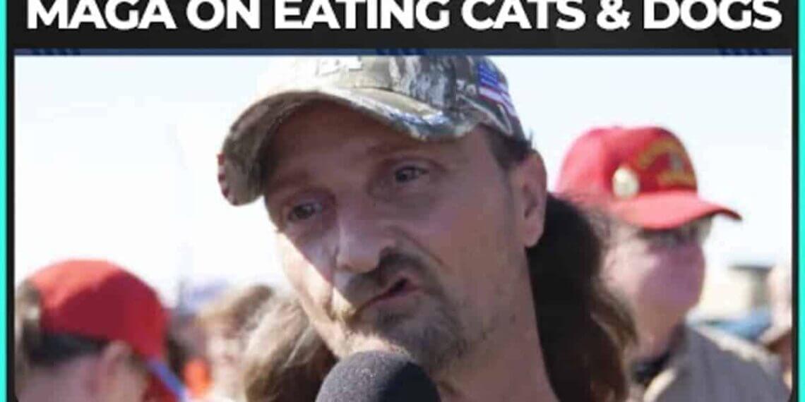 Trump supporter being interviewed at a rally in north carolina