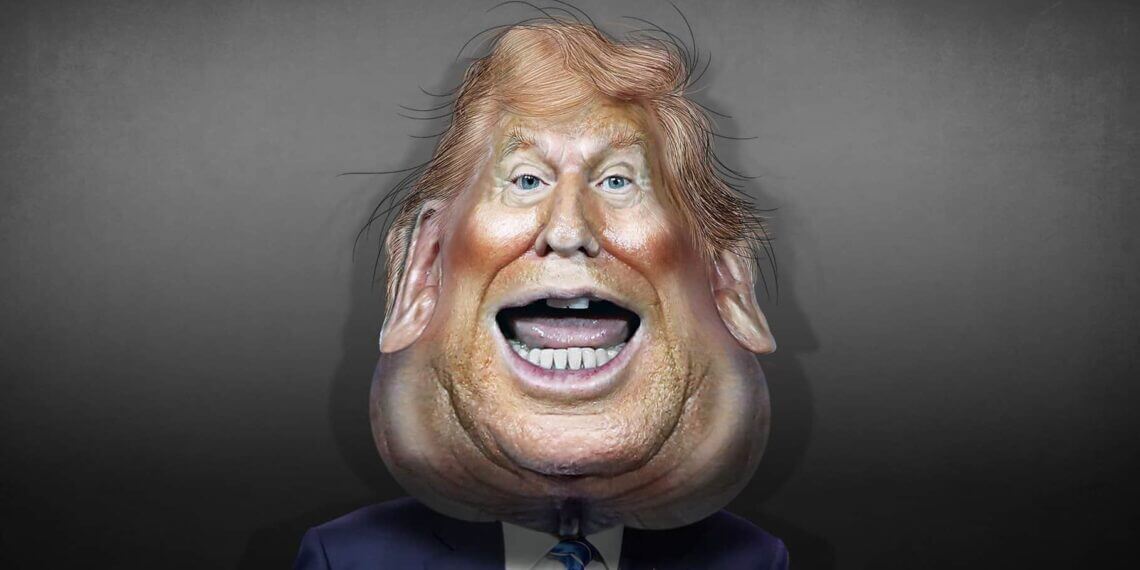 Caricature of donald trump with a fat face