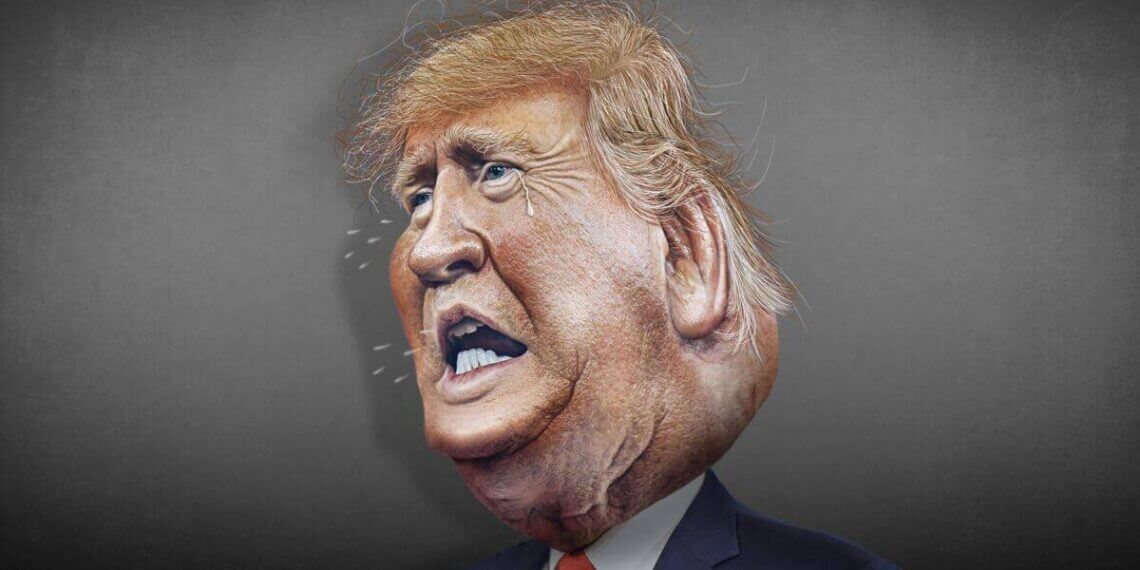Caricature of donald trump emotional