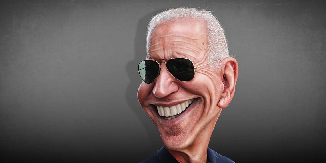 Caricature of president biden wearing sunglasses