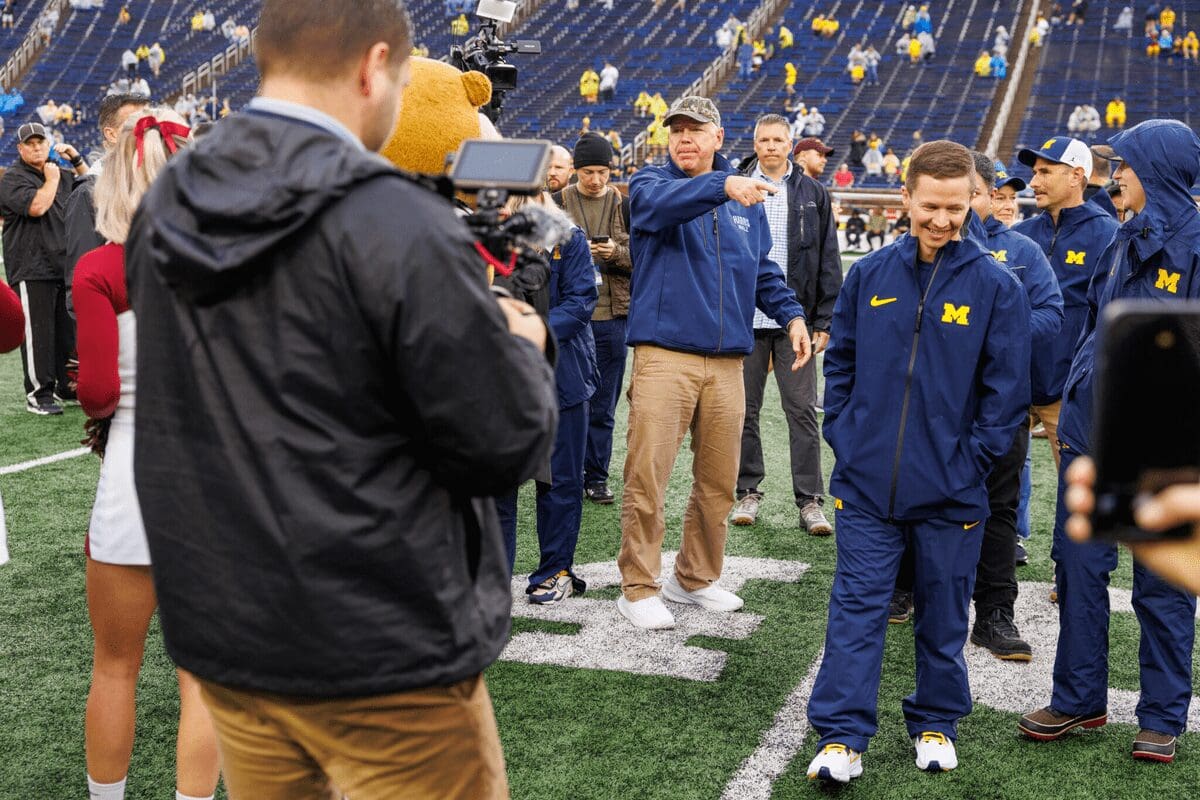 Tim Walz at the University of Michigan football game.