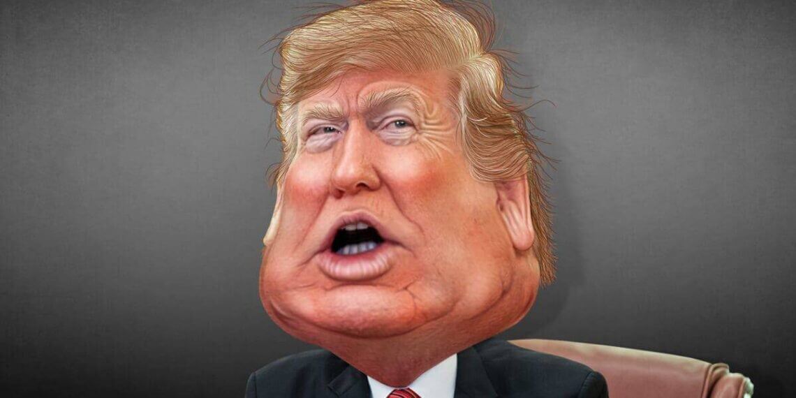 Caricature of donald trump speaking