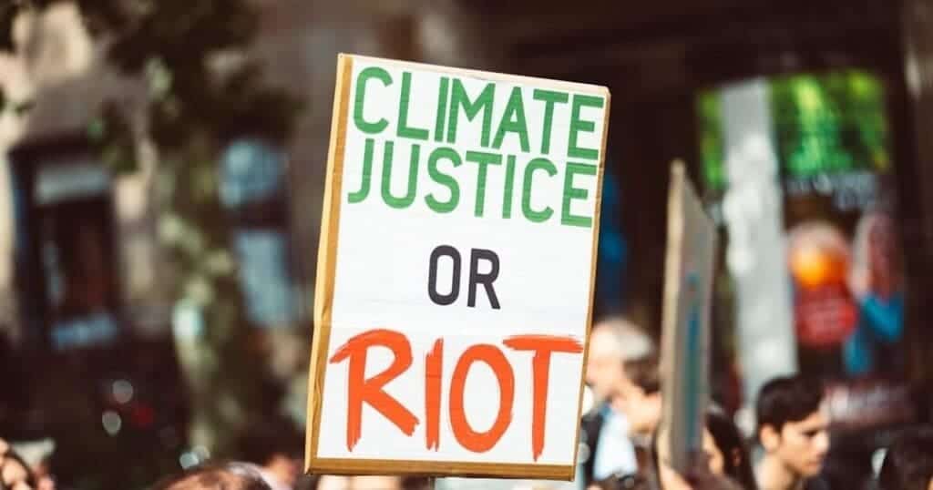 A protest sign for climate justice