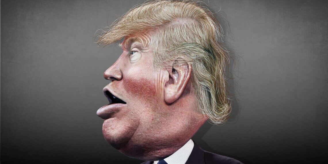 Donald trump caricature from the side