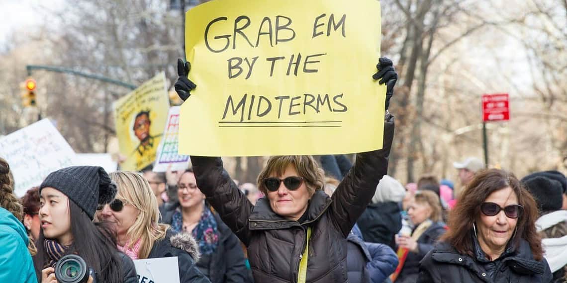 Women at a protest during the 2022 midterm election