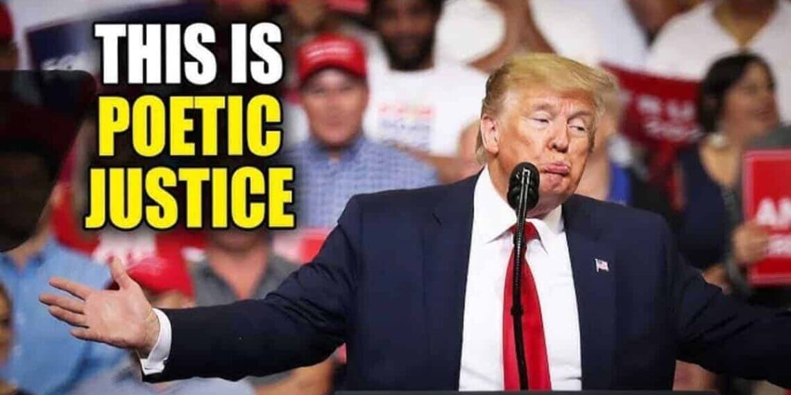 Trump at a rally making a fake sad face.