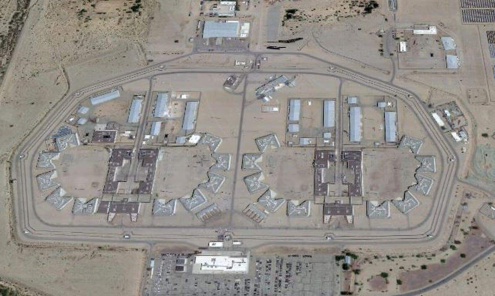 Mass incarceration. Aerial view of ironwood prison