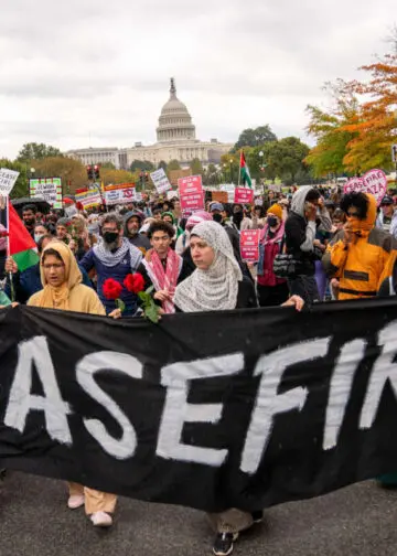 Young progressives of sacramento march for ceasefire between israel and gaza.