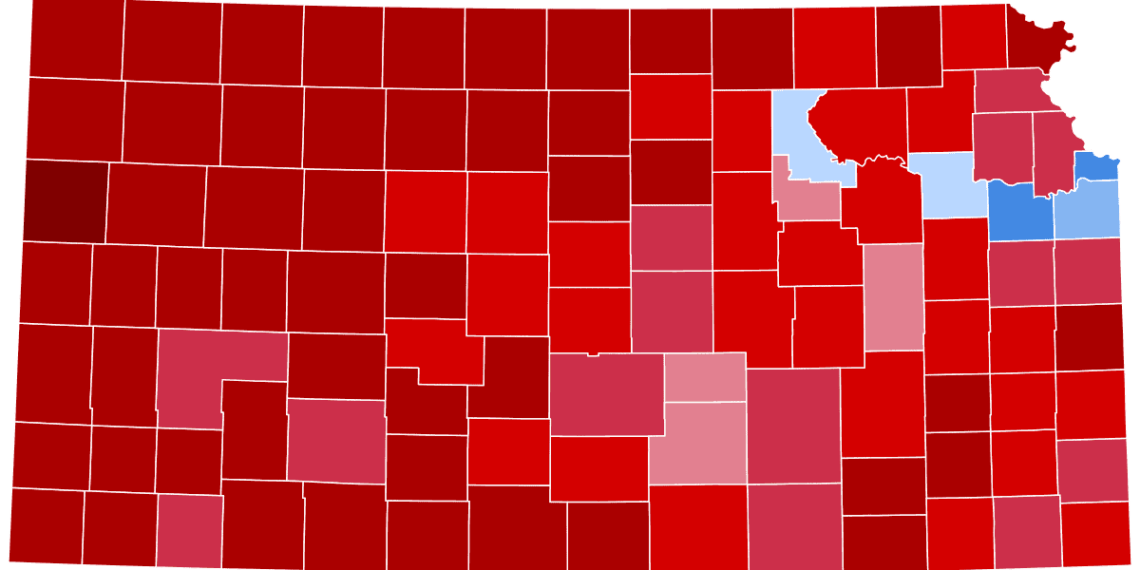 Kansas map of the 2024 presidential election results