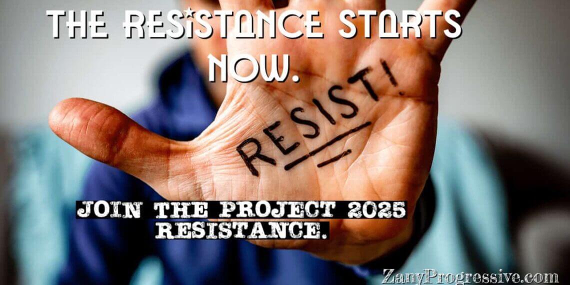 A man with an outstretched hand has resist! Written on it in black marker