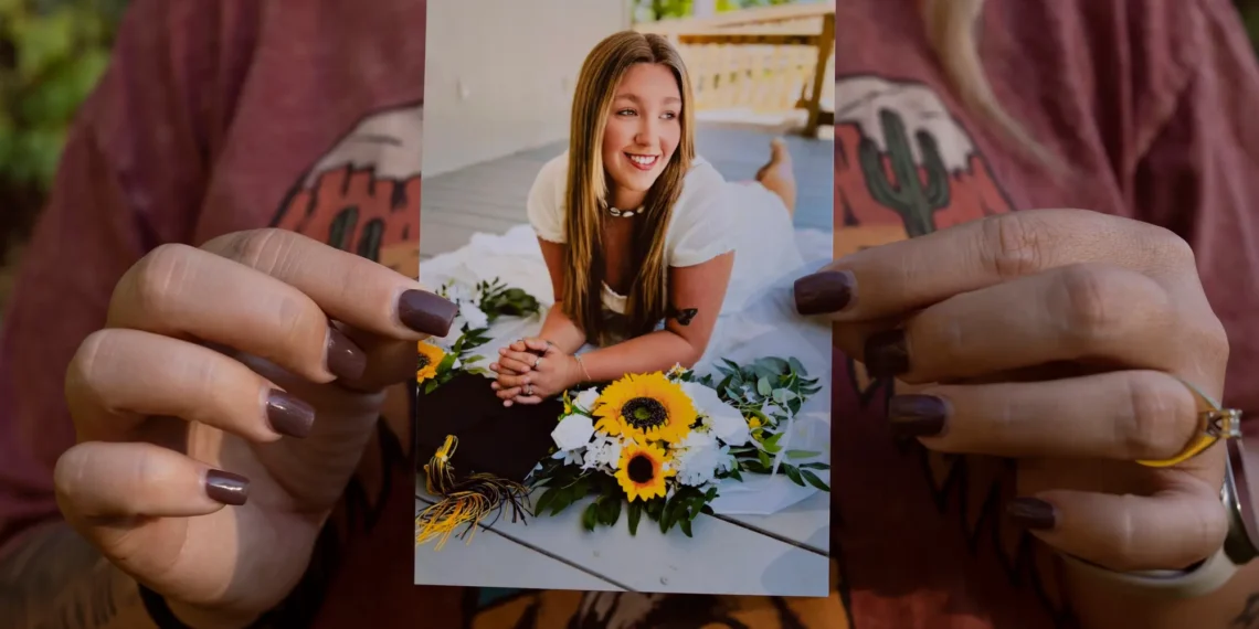 Mother holds photo of 18-year-old daughter who died in texas