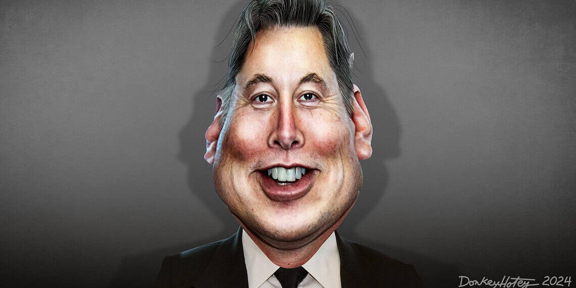 Caricature of elon musk smiling