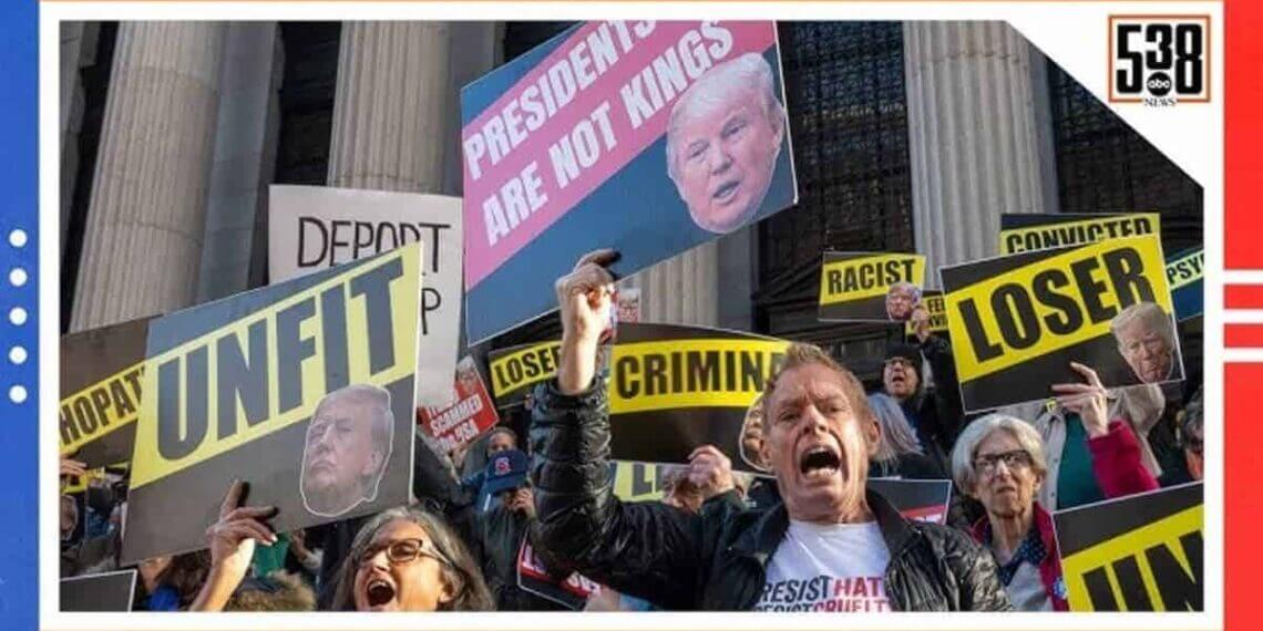 Protesters at the supreme court protesting the ruling on presidential immunity