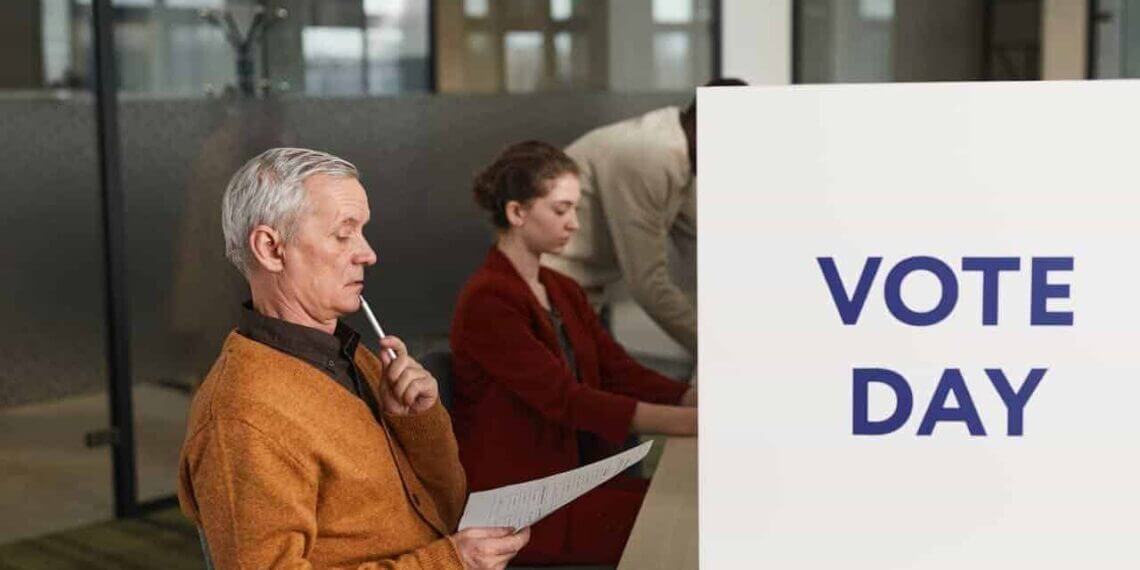 Voters voting at a polling place